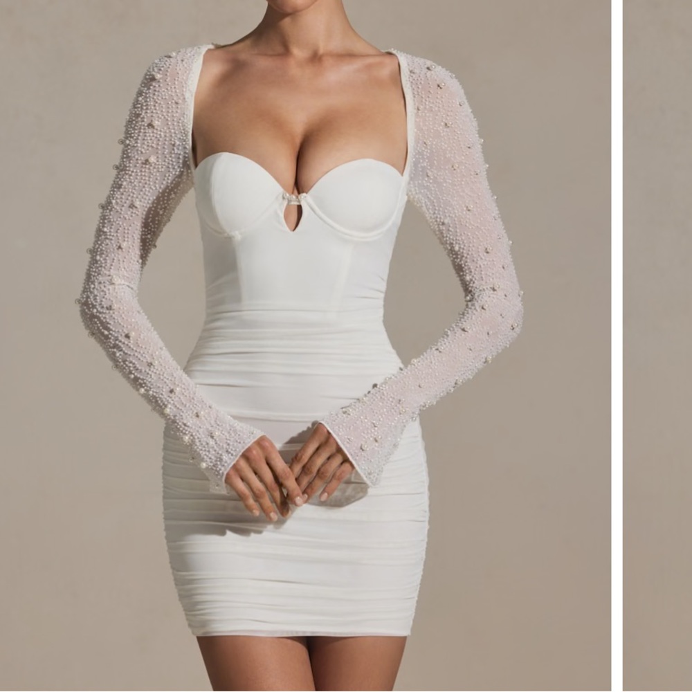 Oh Polly White Beaded Dress